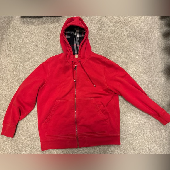 Men’s Burberry zip up sweater (red) - Picture 2 of 5